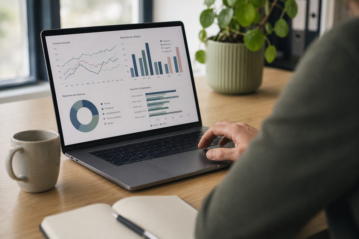 Graphiques d'indicateurs de performance sur un écran
